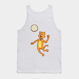 Comic cat playing volleyball Tank Top